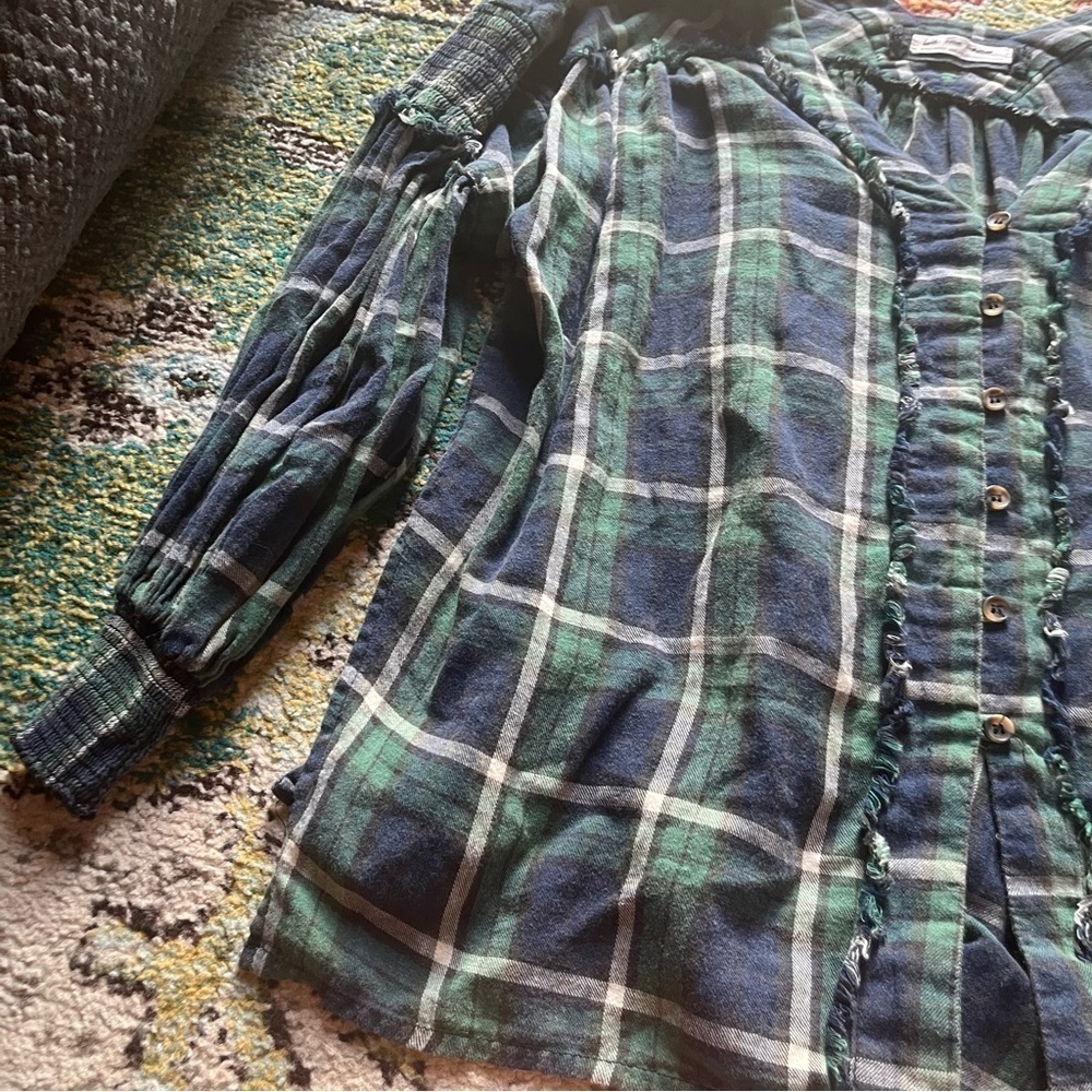 Free people plaid flannel button down blouse - Picture 3 of 8